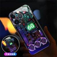 2วงจรไฟ LED ดีไซน์ขึ้นเคสโทรศัพท์ฝาครอบแก้วสองแสงแวววาวเหมาะสำหรับ Samsung S23 S22 S21 S20 Note 10 20 Plus A53ที่ A54เป็นพิเศษ A52 A14 A32