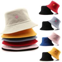 MISCAR กิจกรรมกลางแจ้งกลางแจ้ง ผ้าคอตตอน หัวใจเย็บปักถักร้อย การป้องกันแสงแดด หมวกอ่างน้ำ หมวกทรงถัง หมวกกันแดดฤดูร้อน หมวกชาวประมงหมวก