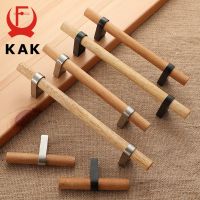 ☬▦ KAK Solid Wooden Kitchen Handles for Cabinets Wood Furniture Handles Black Cupboard Door Pulls Drawer Knobs Furniture Hardware