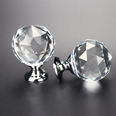 ●✑ 1pc 25/30mm Round Diamond Clear Crystal ball Glass Knobs Kitchen Handles Drawer Knobs Desk Drawer Handle Hardware Cupboard Pulls