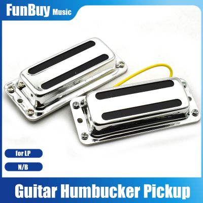 ‘【；】 6 String Mini Electric Guitar Humbucker Pickup With Brass Cover Neck Bridge Pickup Chrome