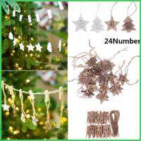 NIEDU 24PCS/set สุขสันต์วันคริสต์มาส คริสต์มาส ถุงของขวัญตกแต่ง เครื่องประดับ จี้ไม้ ปฏิทินจุติคริสต์มาส นับถอยหลังแท็กแขวน ป้ายหมายเลข