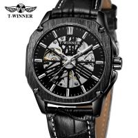 2021WINNER Waterproof Military Watch Men Automatic Mechanical Mens Watches Top Brand Luxury Skeleton Dial Leather Strap Wristwatch