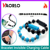 VAORLO สายรัดข้อมืออัจฉริยะสีทึบใหม่,สายชาร์จลูกปัดเครื่องประดับ USB ที่มองไม่เห็นสายชาร์จได้อย่างรวดเร็วสามารถใส่ได้กับ iPhone สำหรับสายซิงค์ข้อมูลชนิด C ของไมโคร USB