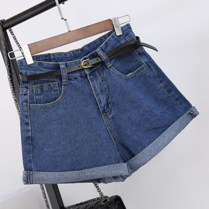 summer-women-clothing-high-waisted-short-jeans-cotton-for-female-loose-leg-wide-pants-booty-shorts-denim-2023-new