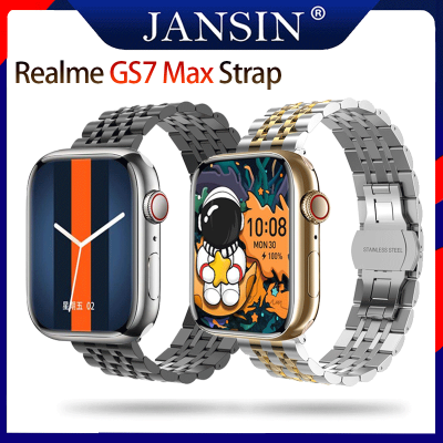 Jansin สาย Realme GS7 Max ผู้หญิงผู้ชายเหล็กสแตนเลสสำหรับชุดนาฬิกา Xiaomi GS7 Smart Watch สแตนเลส4สายนาฬิกาโลหะ