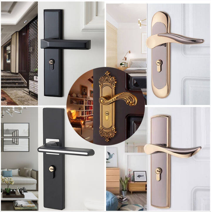 Modern Door Lock Bedroom Door Handle Lock Interior AntiTheft Aluminum