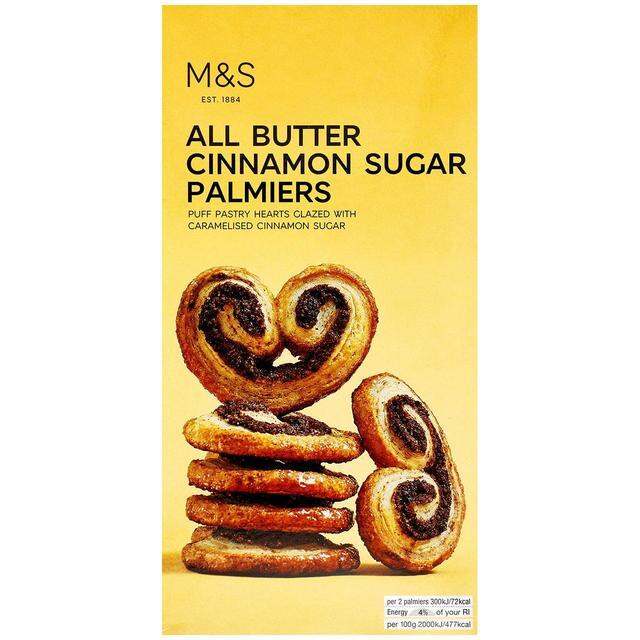 M&S All Butter Cinnamon Sugar Palmiers 100g x1 Marks and Spencer Snacks