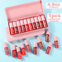 DragonRanee 1Pcs 10สีลิปเคลือบริมฝีปากหรือกล่อง (10Pcs) (กรุณาใส่ใจซื้อหรือกล่อง) Velvet Matte Air ลิปเคลือบริมฝีปากชุดลิปกลอสกระจกลิปสติกพื้นผิวลิปกลอสสี