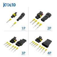 2/5sets Kit 1/2/3/4 Pins Way AMP Super Seal Waterproof Electrical Wire Connector Plug For Car