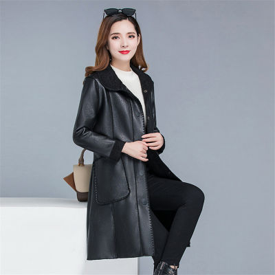 Winter warmth faux leather moto coat women black Brown plus size tops PU jacket 2020 new lapel leisure fashion plus thick coat