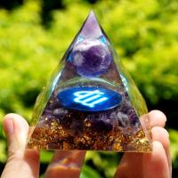 Handmade Orgonite Pyramid 60mm Zodiac Amethyst Crystal Sphere Virgo Sacred HEALING Cristal Reiki Orgone Chakra EMF Protection