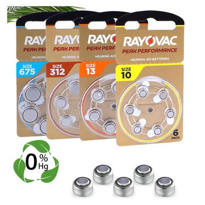 แบตเตอรี่เครื่องช่วยฟัง60ชิ้นจุดสูงสุด RAYOVAC 1.45โวลต์ A312แบตเตอรี่สังกะสีอากาศ10 A13 675 PR41สำหรับหูฟังเครื่องช่วยฟัง BTE CIC RIC OE