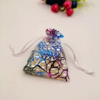 100pcs White Coral Organza Bag Drawstring Pouch Bag Organizer Jewelry Box Gift For Wed Christmas Jewelry Display Packaging Bags