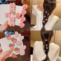 ? เครื่องประดับ Girls bow hair pink camellia hair hairpin and minced side Japan and South Korea peach clip headdress