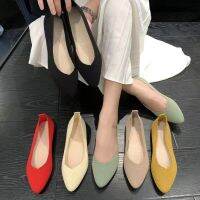 Womens Ballet Flats Knitting Casual Shoes Slip-on Cute Ballerina Pointe Shoes Not Casual Leather Without Heels Comfortable