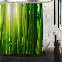 Hot Product modern Green bamboo Shower Curtain Pattern Custom Bath Curtain Fabric Polyester beautiful Nice Curtains