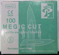 ใบมีดผ่าตัด เบอร์ 10 แบบสแตนเลส Stainless Steel No.10  Magic cut ฆ่าเชื้อแล้ว 1กล่อง (100 ชิ้น)