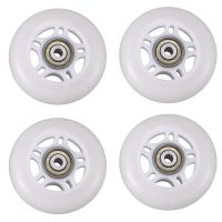 4 Pack Inline Skate Wheels Beginners Roller Blades Replacement Wheel with Bearings 70mm White