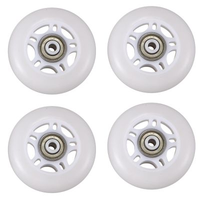 4 Pack Inline Skate Wheels Beginners Replacement Wheel with Bearings 70mm White