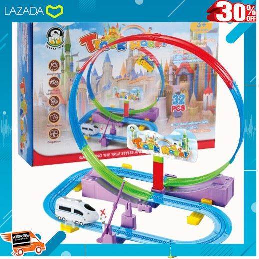 สินค้าเกรดพรีเมี่ยม-คุณภาพดี-ของเล่นเด็ก-รถไฟตีลังกา-track-racer-32-ชิ้น-ของเล่นเสริมทักษะ-kids-toy