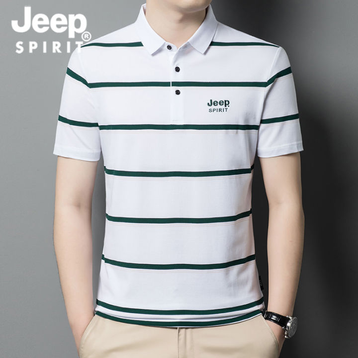 jeep-spirit-mens-polo-shirt-oversize-summer-new-cotton-short-sleeve-stripe-t-shirt-thin-breathable-loose-stripe-short-sleeve-embroidery-polo-shirt