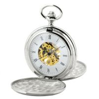 ⌚✗✕┅ Explosive high-end double open two-sided light Roman literal retro manual mechanical pocket watch black silver bronze