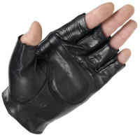 【Miss Lan】Mens Sheep Leather Driving Gloves Fitness Gloves Half Finger Tactical Gloves Black