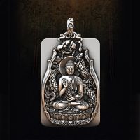 ZZOOI SP  Solid Amitabha Natal Buddha Pendant Mens Necklace Zodiac Dog Pig Retro Card Pendant Couple Pendants for Jewelry Making Man