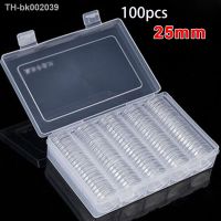 ✿❏ 100pcs 25mm Clear Round Coin Capsule Container Storage Box gold copper coins Holder Portable Case Organizer Box for Coin Collect