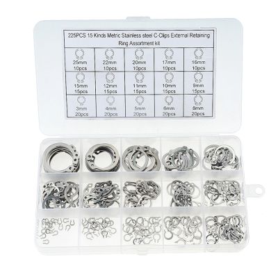 225PCS/BOX 3-25mm 304 Stainless Steel Internal Circlip Retaining Ring Assortment Kit With Box Circlip For Shaft