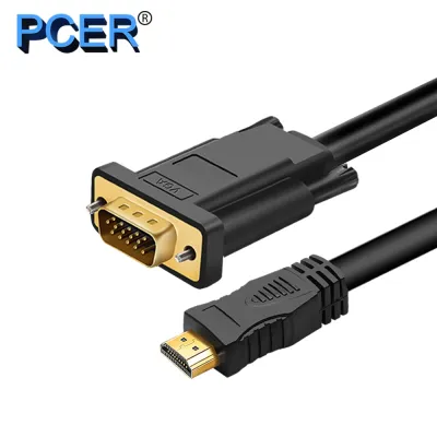 Kabel VGA HDMI PCER Kabel HDMI Ke VGA Kabel Audio Video HDMI Pria Ke VGA Kabel Pria 1920x1080P untuk Monitor PC Proyektor HDTV