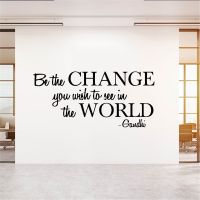 【LZ】♤✾▽  Vinyl Wall Sticker Be The Change You Wish to See in The World Inspirational Gandhi Living Room Art Decor Motivational Work Quote