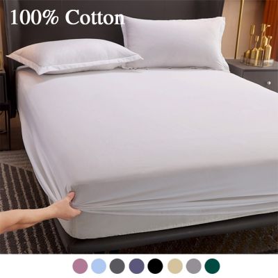 ผ้าปูที่นอนพอดีผ้าฝ้าย100% ผ้าปูที่นอนยางยืดไม่ลื่นปรับได้สำหรับเตียงเดี่ยวขนาดคิงไซส์ขนาด140/160/200ซม. สำหรับเตียงเดี่ยว