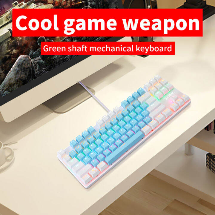 k100-gaming-keyboard-wired-87-keys-blue-switch-mechanical-keyboard-for-pc-computer-game-laptop-gaming-office