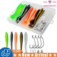 Soft Plastic Bass Lure Baits Hook Connector Fishing Tackle Box 42PCS Paddle Tail Swimbaits Kits For Outdoor Fishing