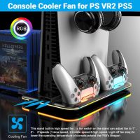 Gaming Accessories For PS5 Vertical Stand Cooling Station With RGB Light Cooling Fan Dual Controllers Charger For Playstation5