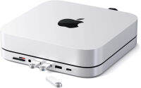 Satechi Type-C Aluminum Stand &amp; Hub - USB-C Data Port, Micro/SD Card Readers, USB 3.0 &amp; Headphone Jack Port - Compatible with 2020 &amp; 2018 Mac Mini (Silver)