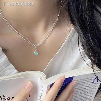 ✿ VENTFILLE 925 Sterling Silver Green Crystal Double Layer Necklace For Women Design Temperament Versatile Jewelry Gift Wholesale