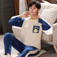 Spring And Autumn Mens Pyjamas Cotton Pajamas Long-sleeve Casual Men Pajama Set Plus Size L-4XL Sleepwear