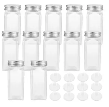 Set of 12Pcs Empty Plastic Spice Jars with Black Cap,Spice Containers for  Storing BBQ Seasoning