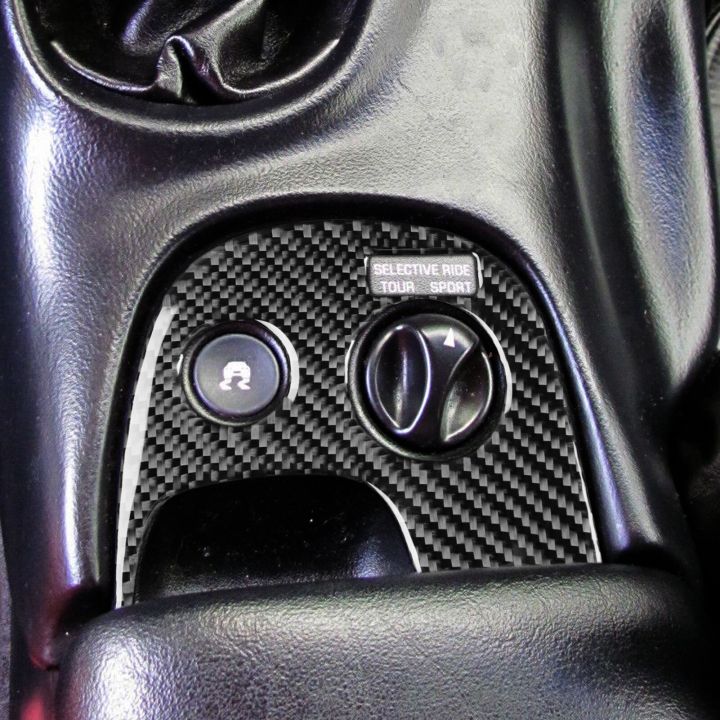 โช้คคอนโซลล่างรถยนต์ซองรีโมทอุปกรณ์ตกแต่งภายในสติ๊กเกอร์ไฟเบอร์คาร์บอนแท้สำหรับ-chevrolet-corvette-c5-1998-2004