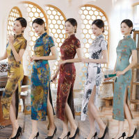 8สีฤดูร้อนผู้หญิงขนาดบวกยาว Cheongsam แขนสั้นหรูหราวินเทจชุดหญิงบาง Qipao M เพื่อ4XL ที่มีคุณภาพสูง