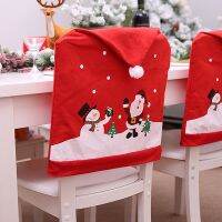 1 Piece/bag 49cmX60cm Santa And Snowman Printed Red Christmas Chair Cover Holiday Home Decoration Party Chair Cover