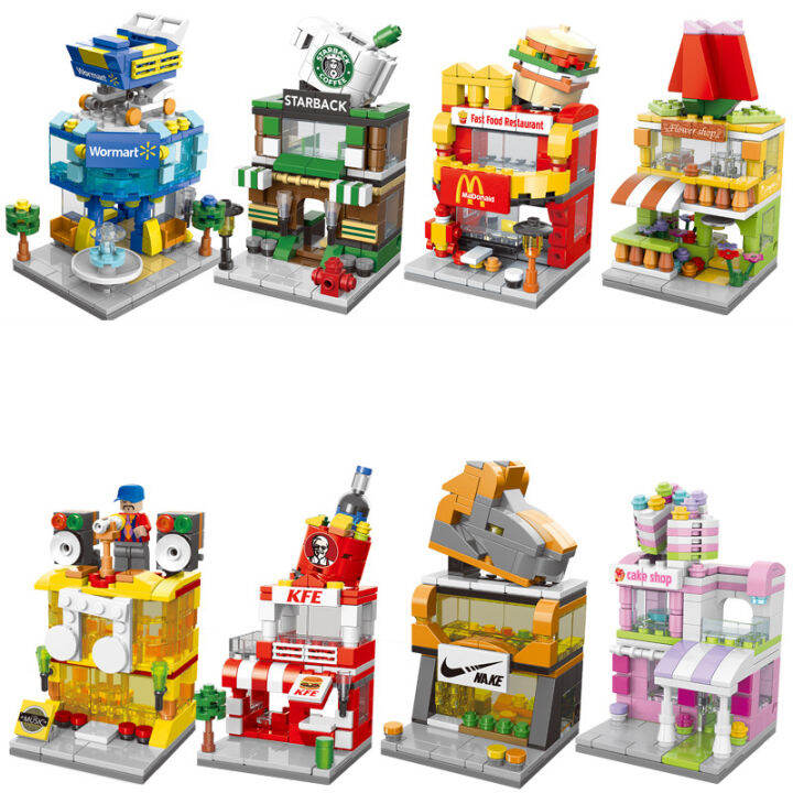 สถาปัตยกรรม Street View Building Blocks Store Shop House รุ่น DIY มินิ