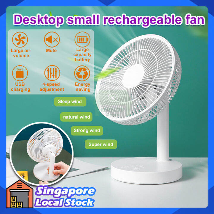 USB Table Fan Timer Fan 7 Blades 4 Speeds Wind Low Noise Electric Home