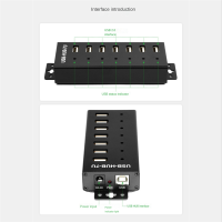 Industrial Grade 7-Port USB HUB USB2.0 Multi Interface HUB Docking Station Converter Expansion Adapter Plug