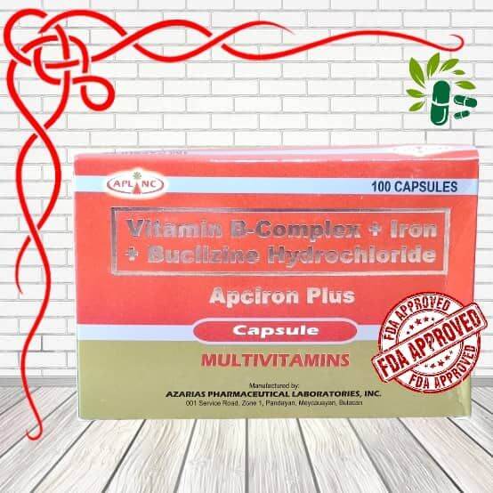 APCIRON PLUS Vitamin + Iron + Buclizine HCI 100 Capsules