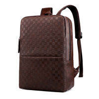 Waterproof PU Leather Shoulder Backpacks Mens Retro Casual Business Laptop Bags Student Schoolbag