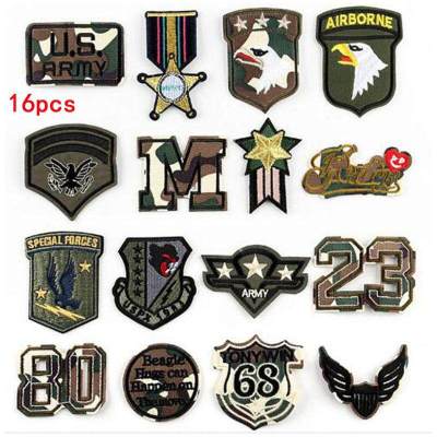 16ชิ้นเด็กแผ่นแปะติดเสื้อ Camouflage Badge Super แผ่นติดทำความเย็นเย็บ/เหล็กบนแพทช์ Applique เสื้อผ้าพืชหมวกเย็บผ้าผ้ากาวรูปดอกไม้อุปกรณ์ DIY